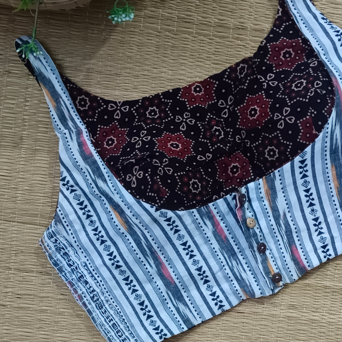 Ajrak & Ikkat Reversible flexi fit sleeveless blouse 6