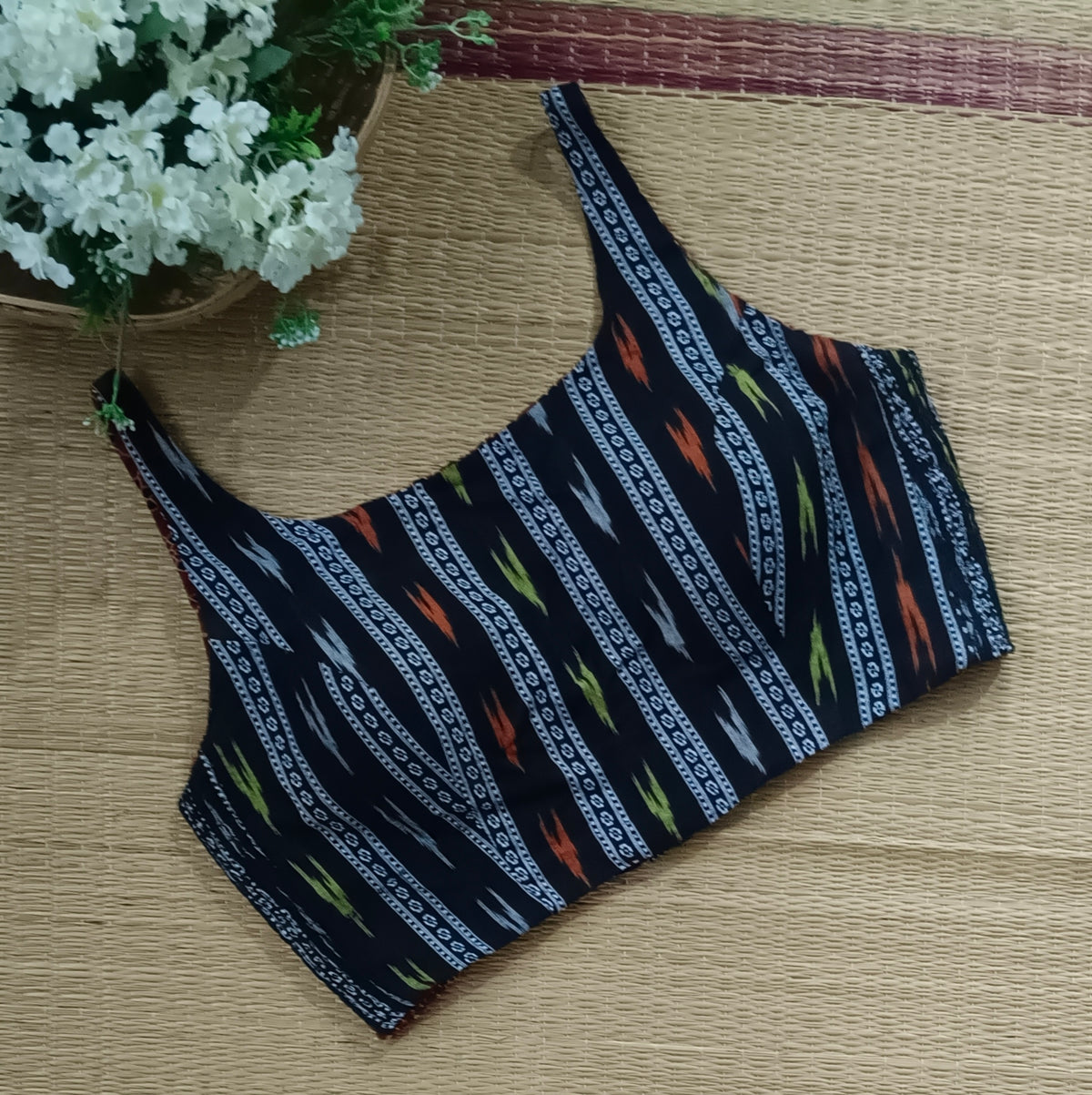 Ajrak & Ikkat Reversible flexi fit sleeveless blouse 8