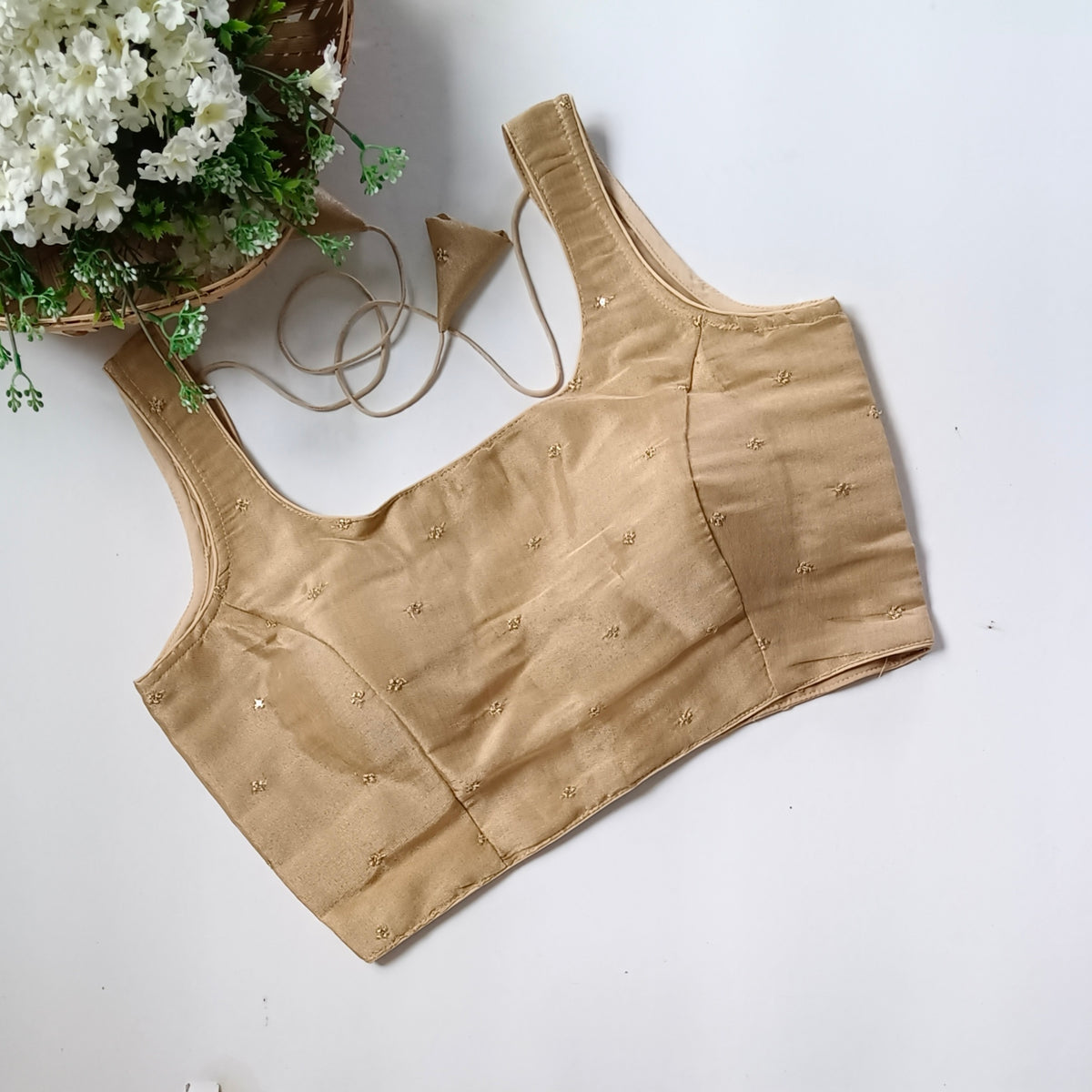 Golden 2 metallic tissue sleeveless blouse