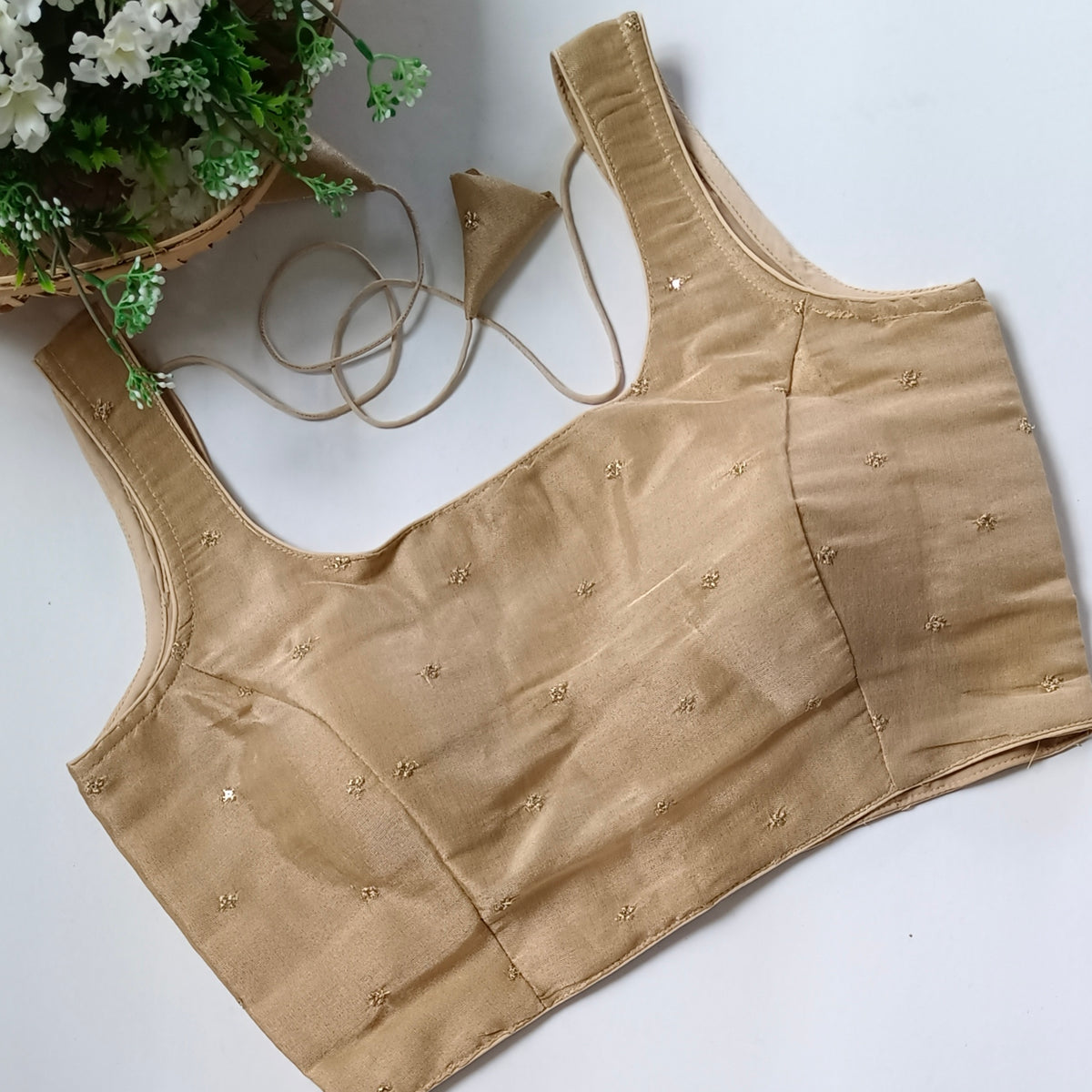 Golden 2 metallic tissue sleeveless blouse