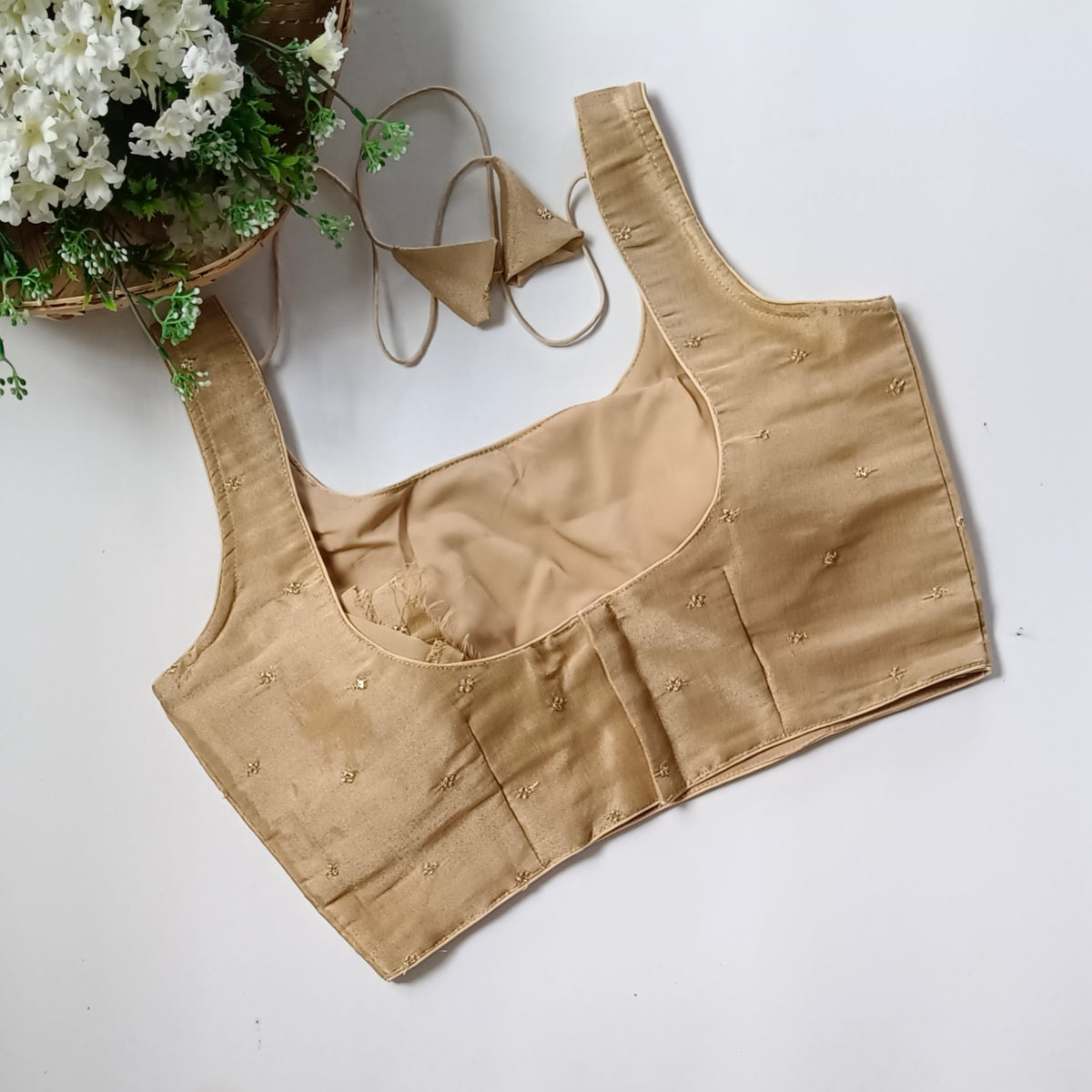 Golden 2 metallic tissue sleeveless blouse