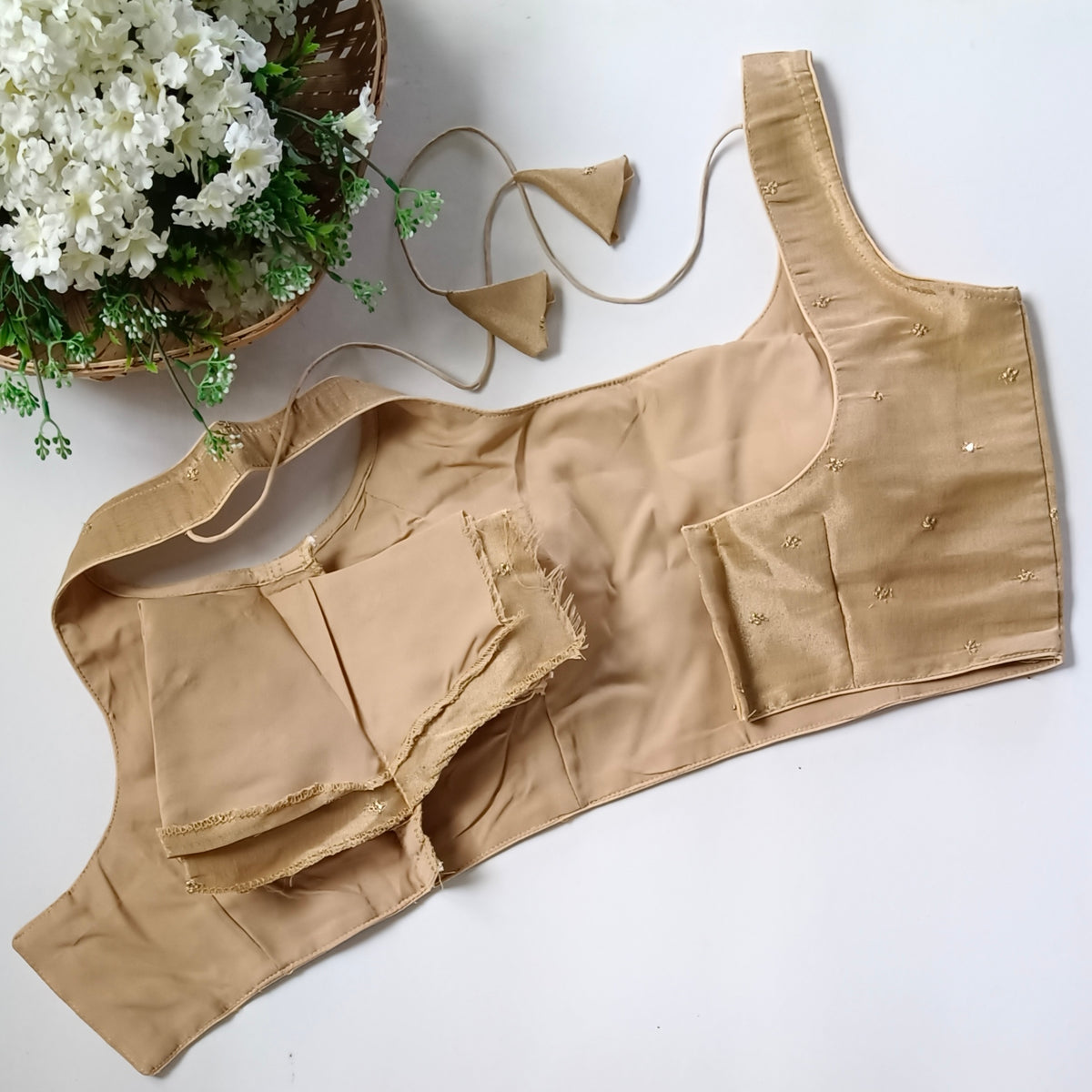 Golden 2 metallic tissue sleeveless blouse