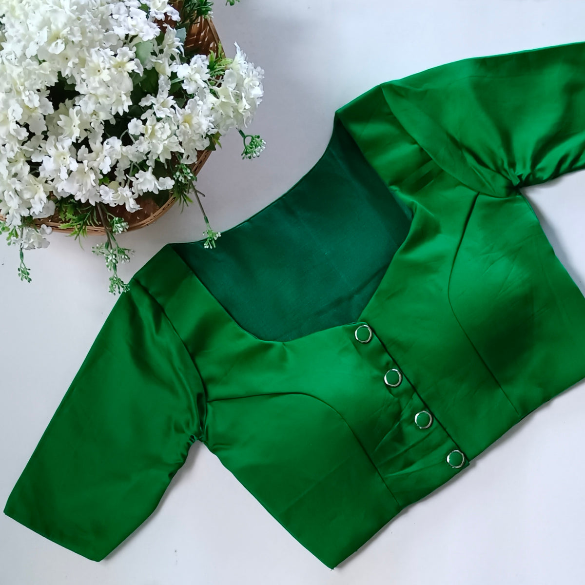 Light green plain blouse with buttons