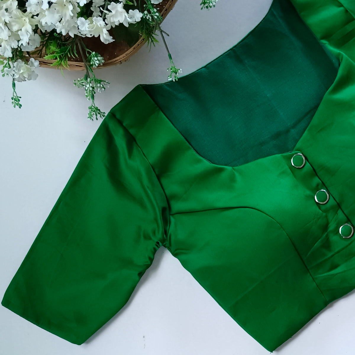 Light green plain blouse with buttons
