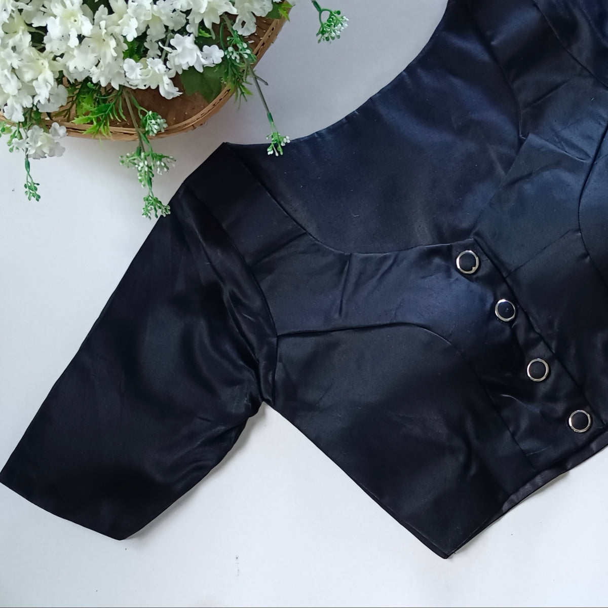 Black plain blouse with buttons