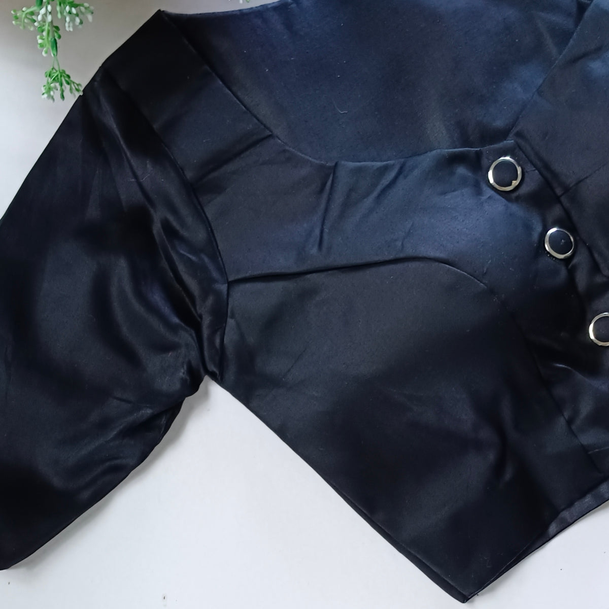 Black plain blouse with buttons