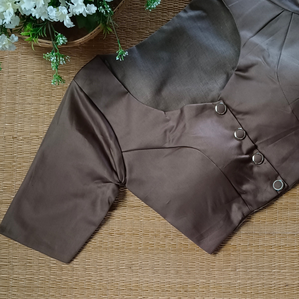 Brown 1 plain blouse with buttons