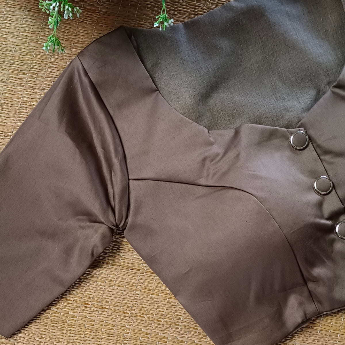 Brown 1 plain blouse with buttons