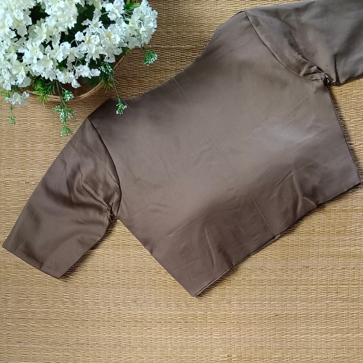Brown 1 plain blouse with buttons