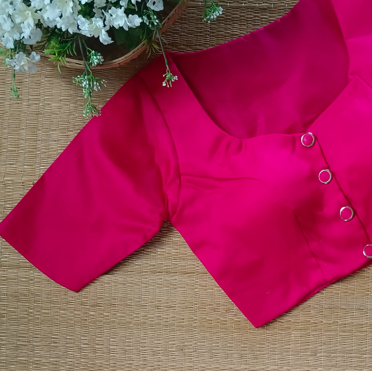 Rani pink plain blouse with buttons