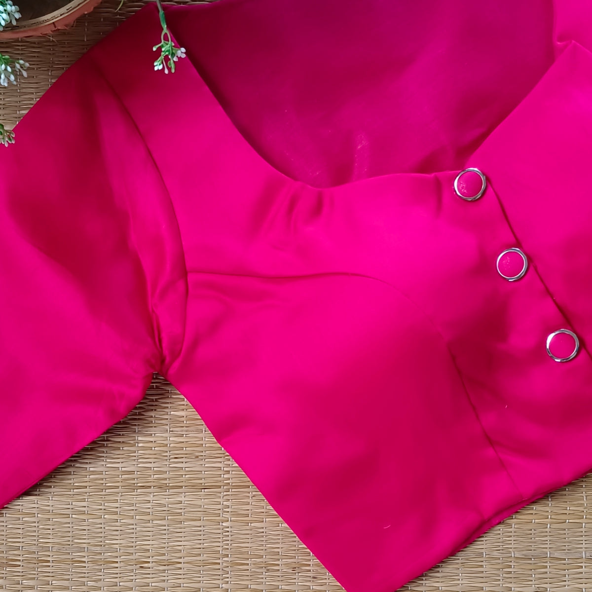 Rani pink plain blouse with buttons
