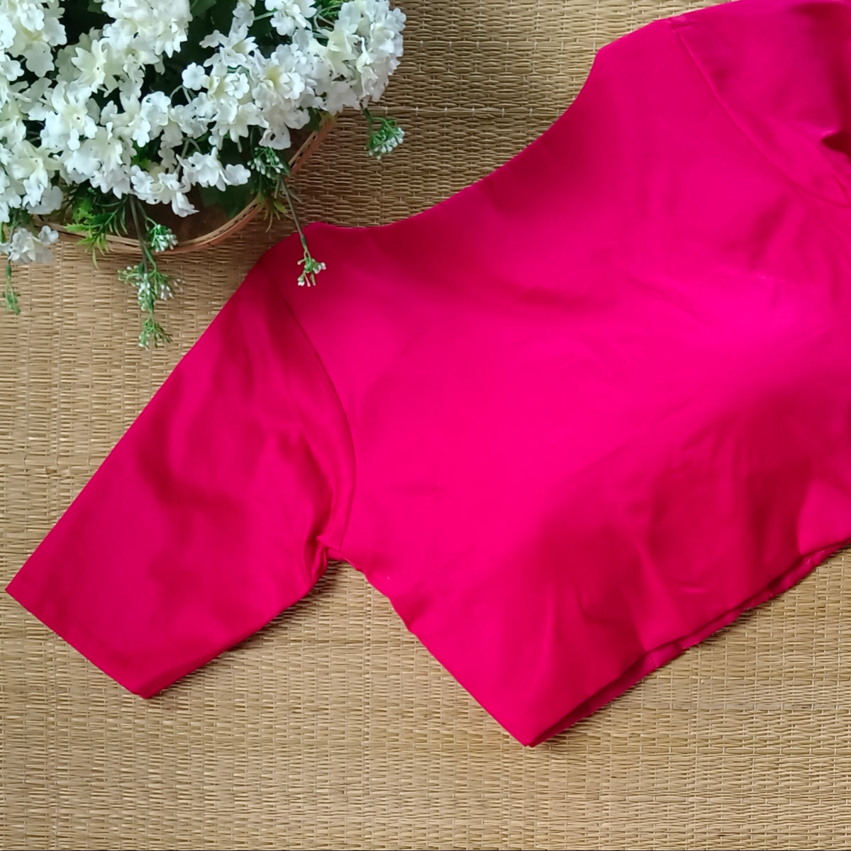 Rani pink plain blouse with buttons