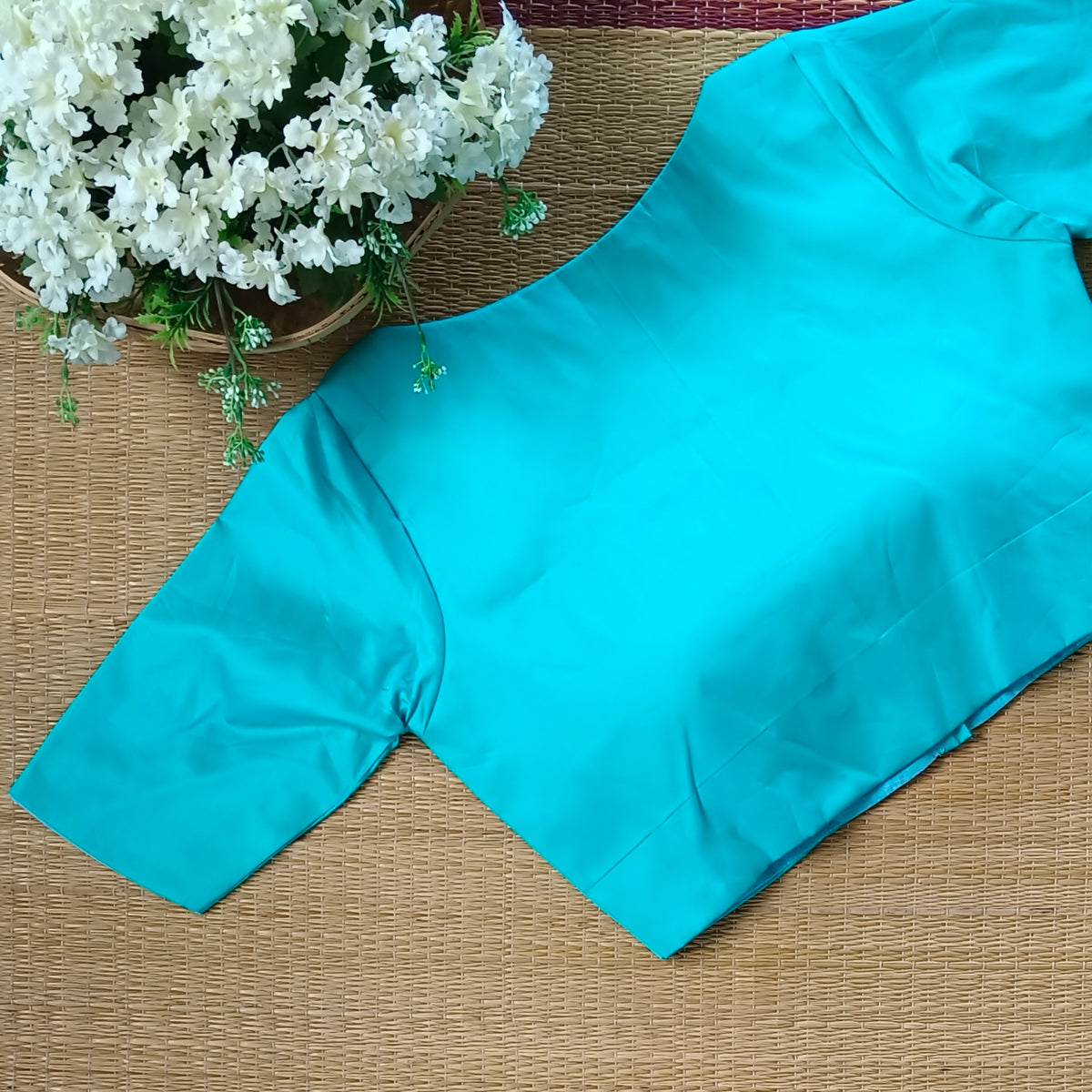 Blue plain blouse with buttons