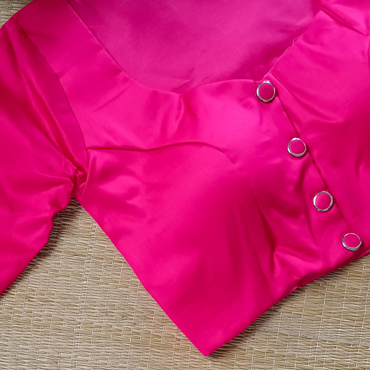 Hot pink plain blouse with buttons