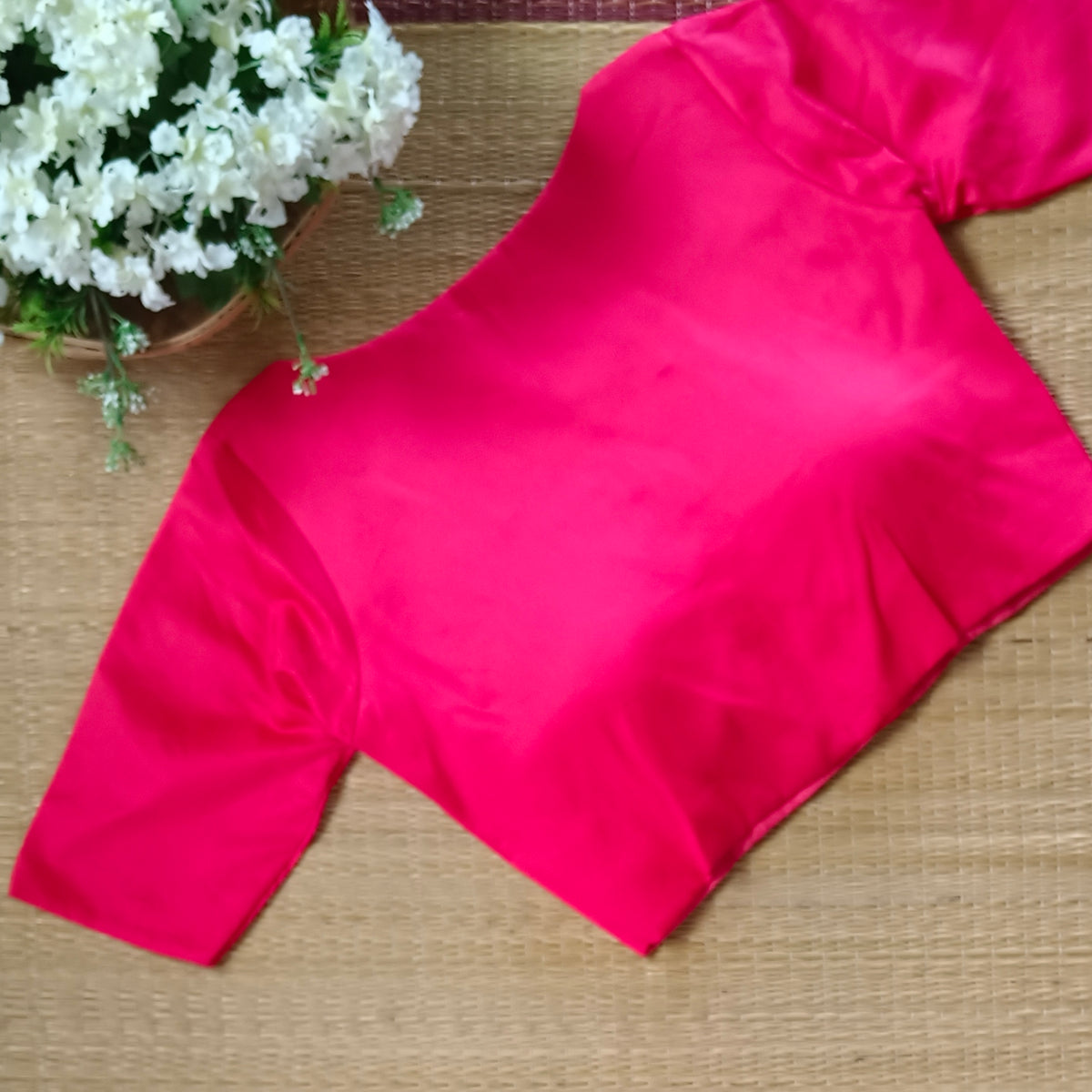Hot pink plain blouse with buttons