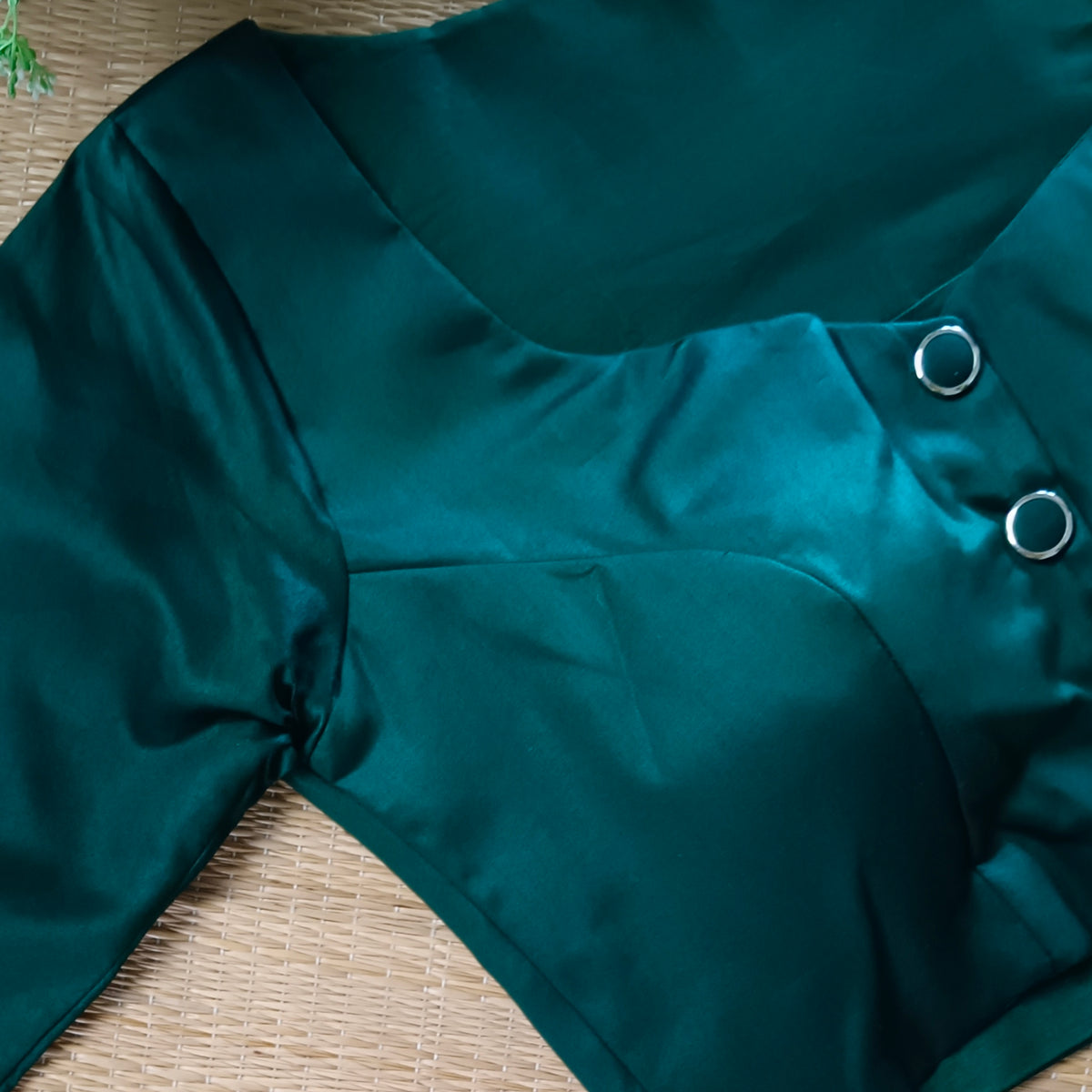 Bottle Green plain blouse with buttons