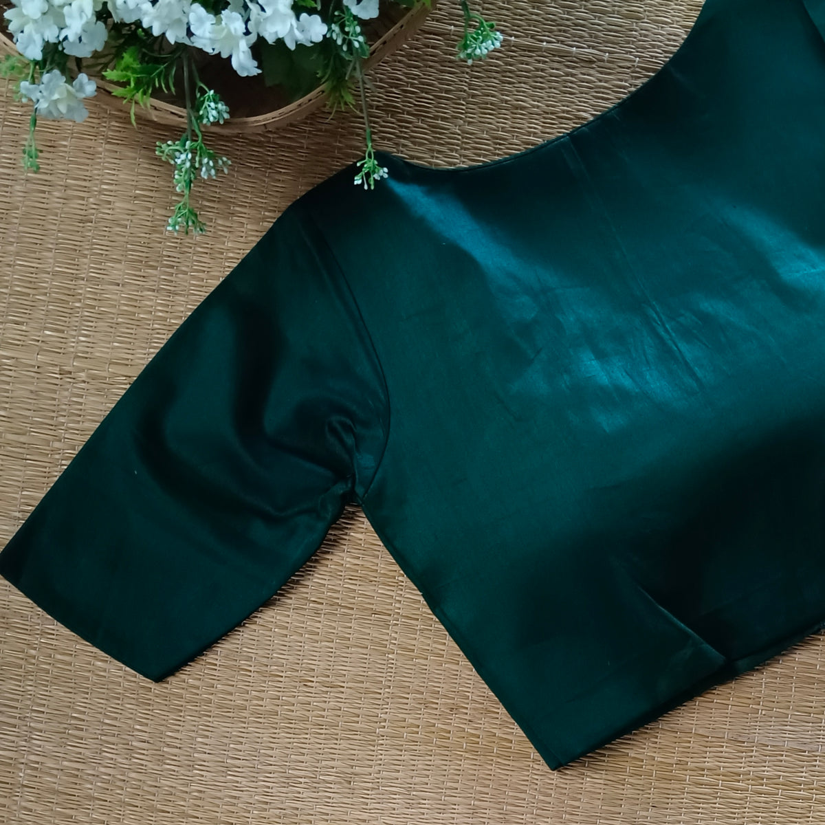 Bottle Green plain blouse with buttons