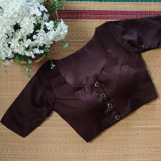 Brown 2 plain blouse with buttons