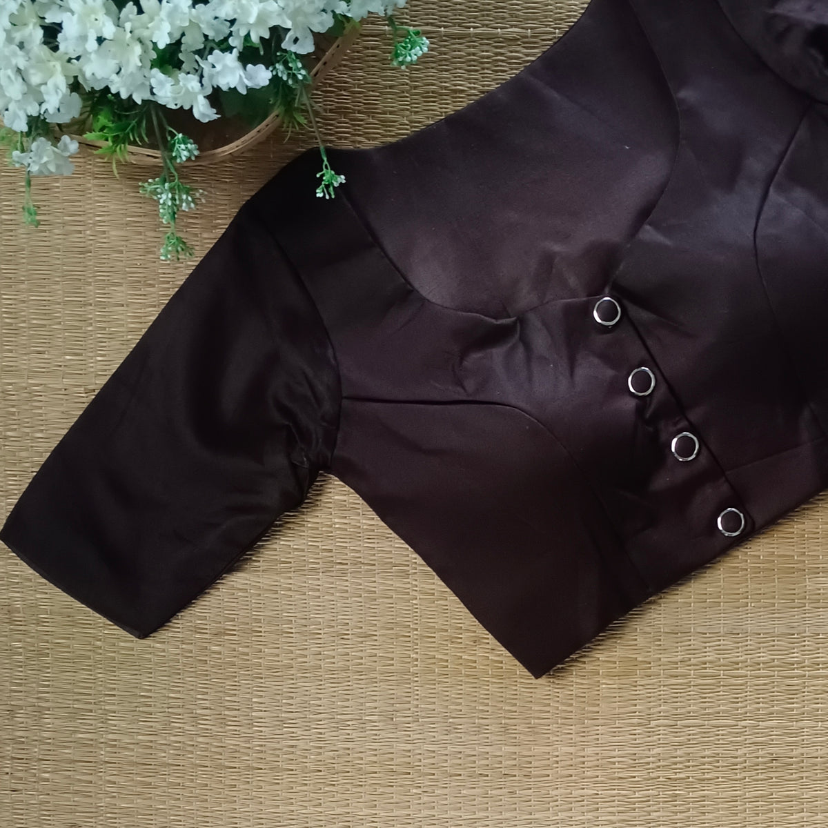 Brown 2 plain blouse with buttons