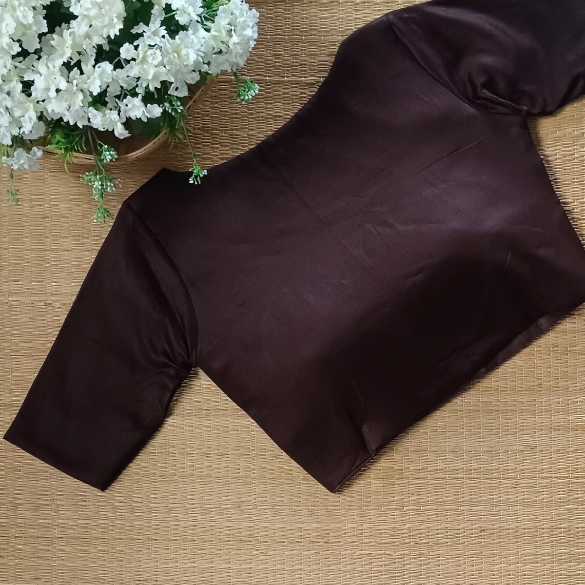Brown 2 plain blouse with buttons