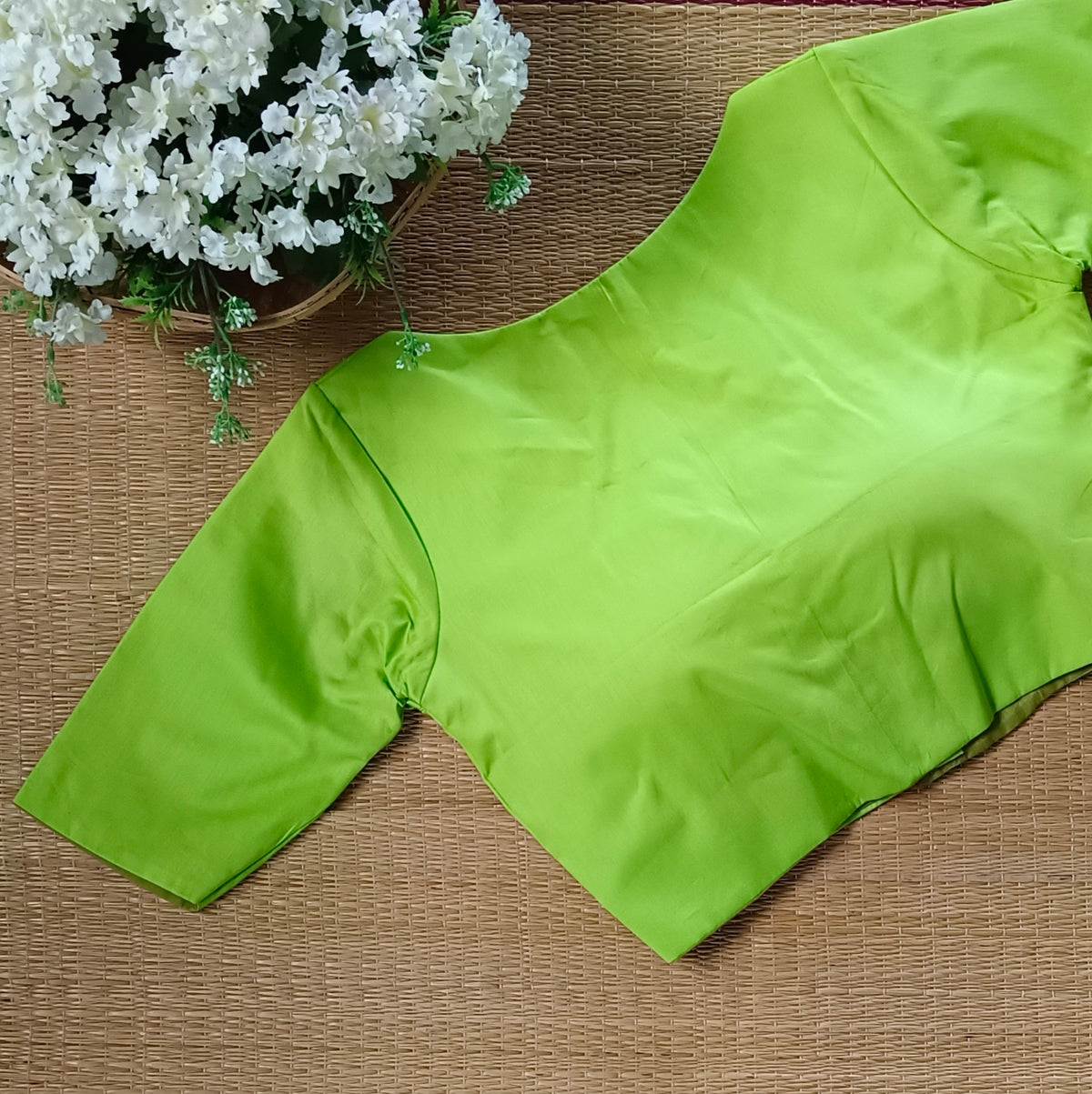 Lemon Green plain blouse with buttons