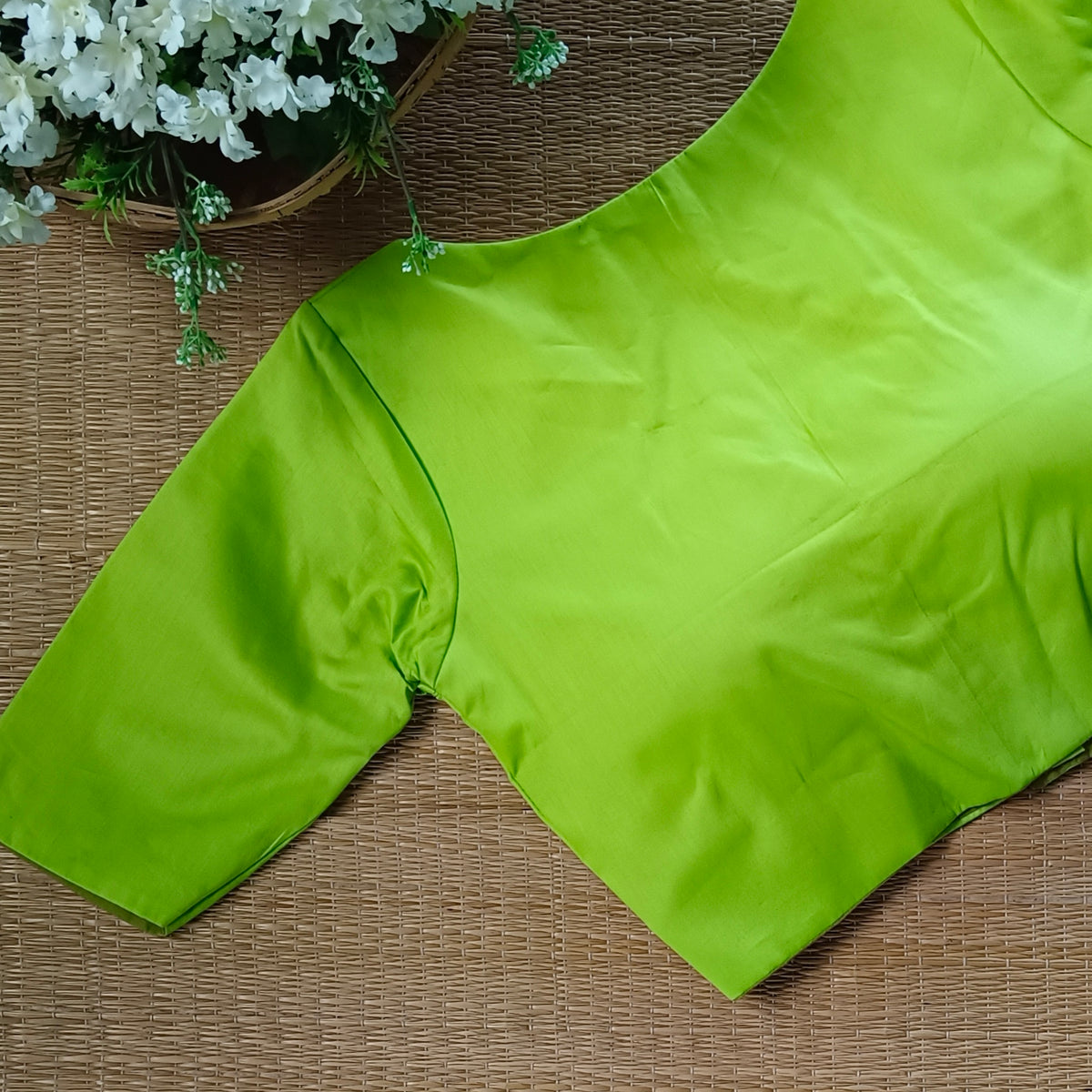 Lemon Green plain blouse with buttons