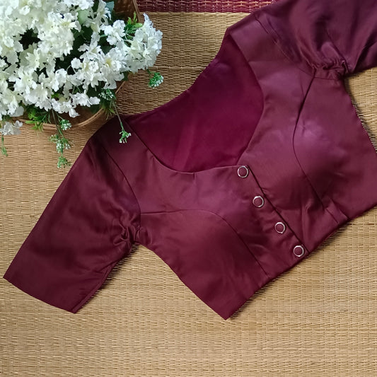 Brown 3 plain blouse with buttons