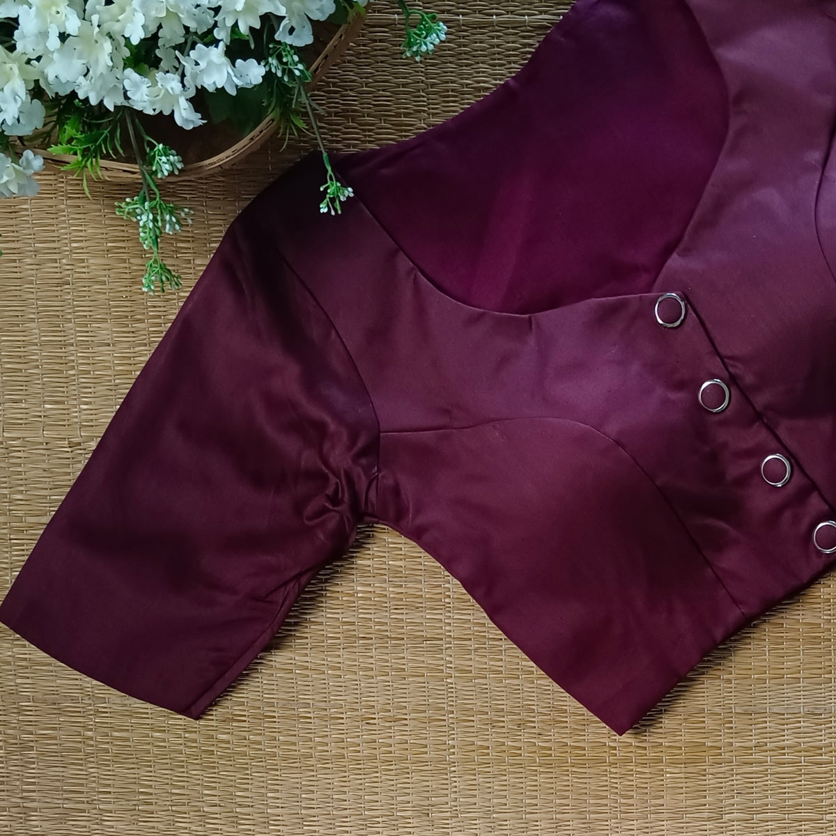 Brown 3 plain blouse with buttons