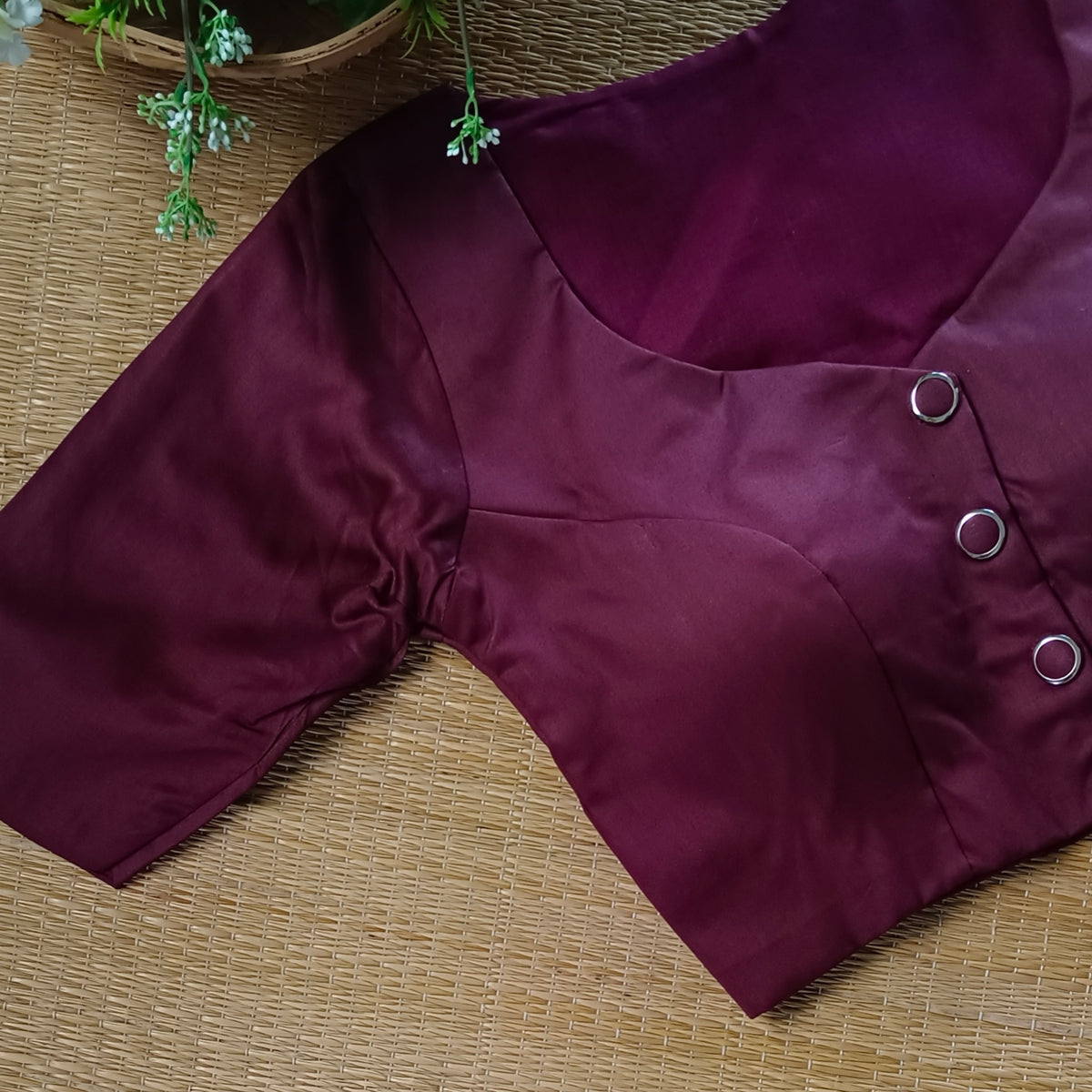 Brown 3 plain blouse with buttons