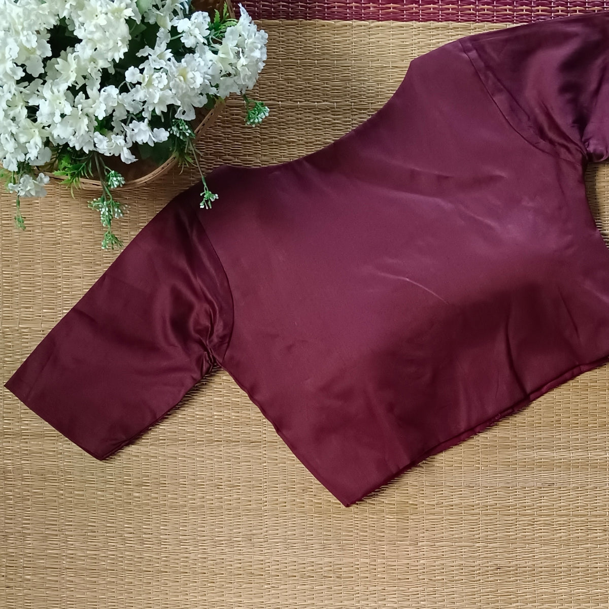 Brown 3 plain blouse with buttons