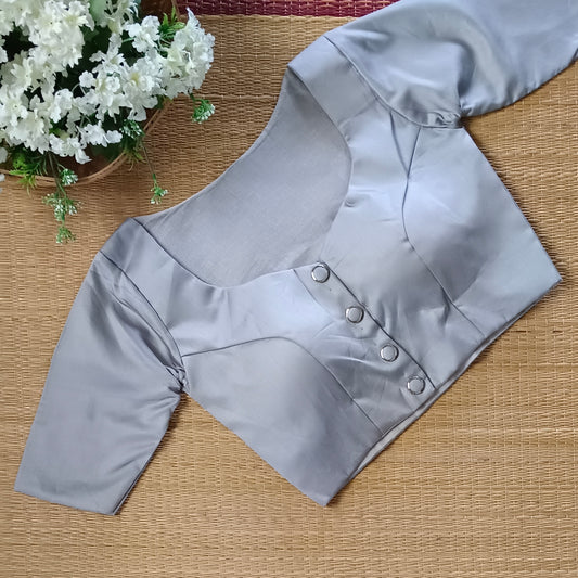 Grey plain blouse with buttons