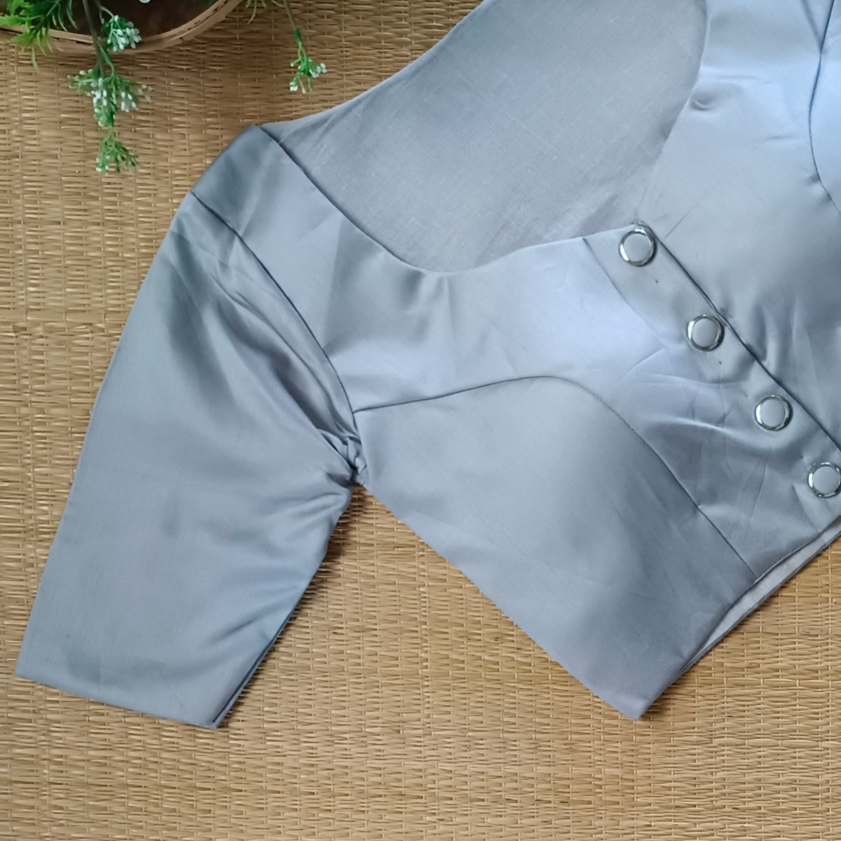 Grey plain blouse with buttons