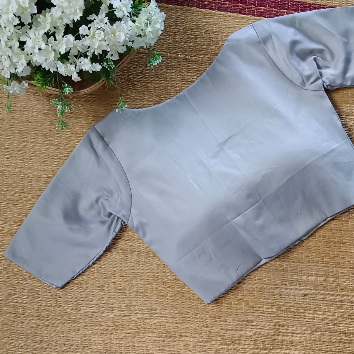 Grey plain blouse with buttons