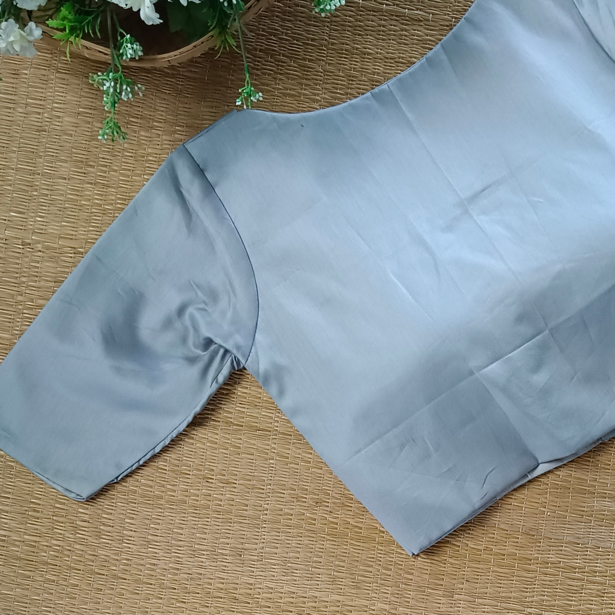 Grey plain blouse with buttons