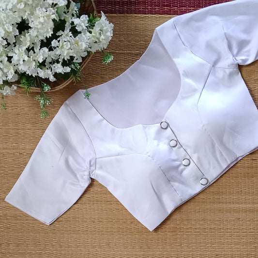 White plain blouse with buttons