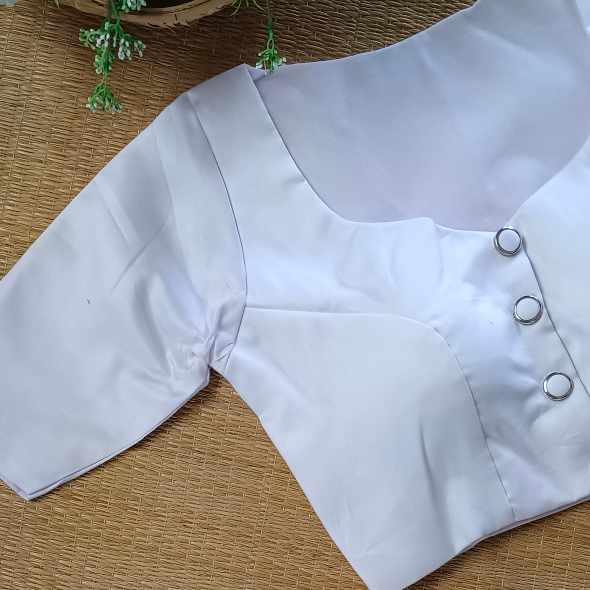 White plain blouse with buttons