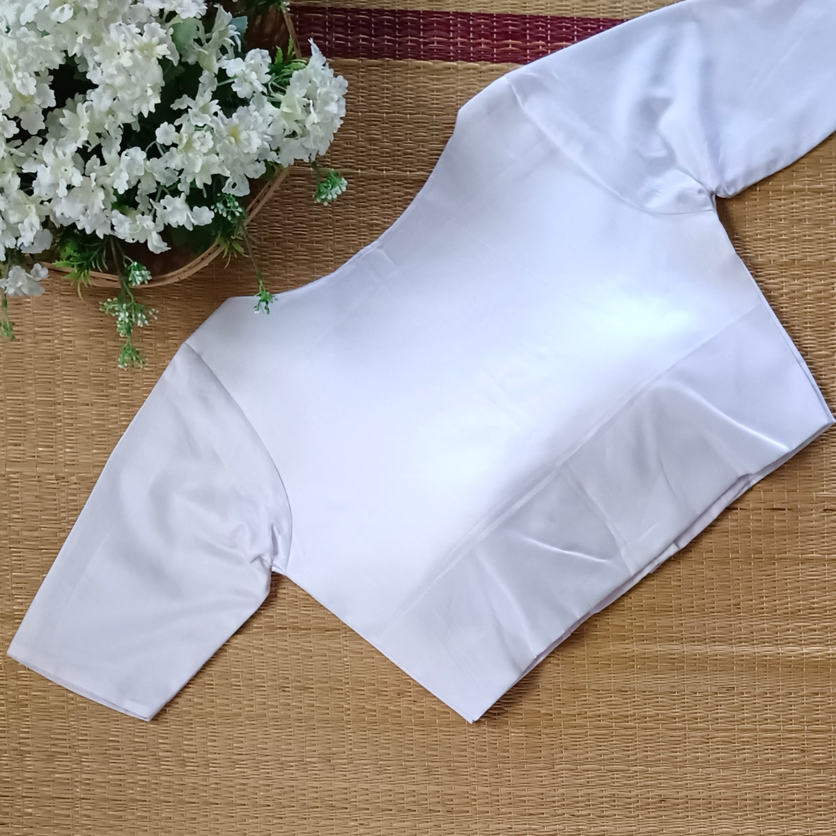 White plain blouse with buttons