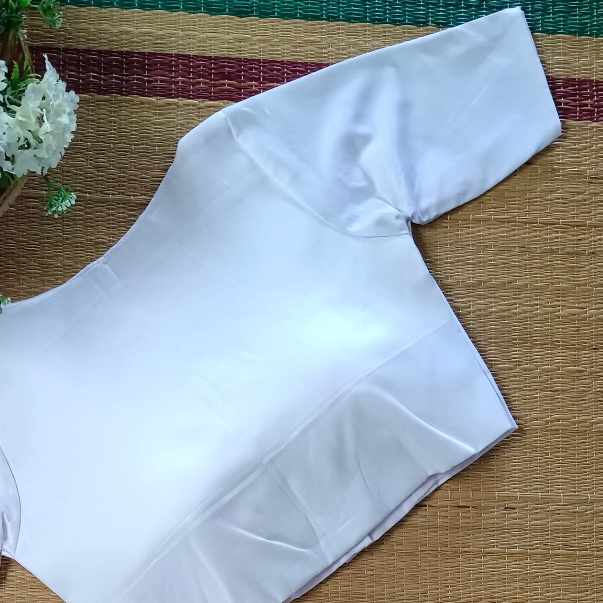 White plain blouse with buttons