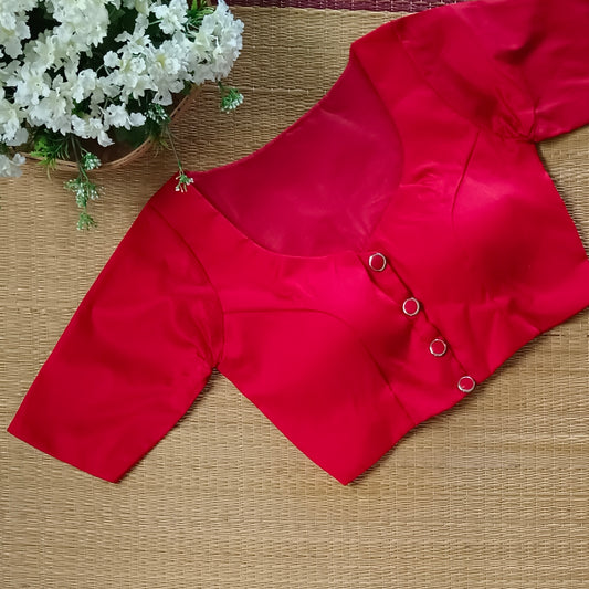 Red plain blouse with buttons