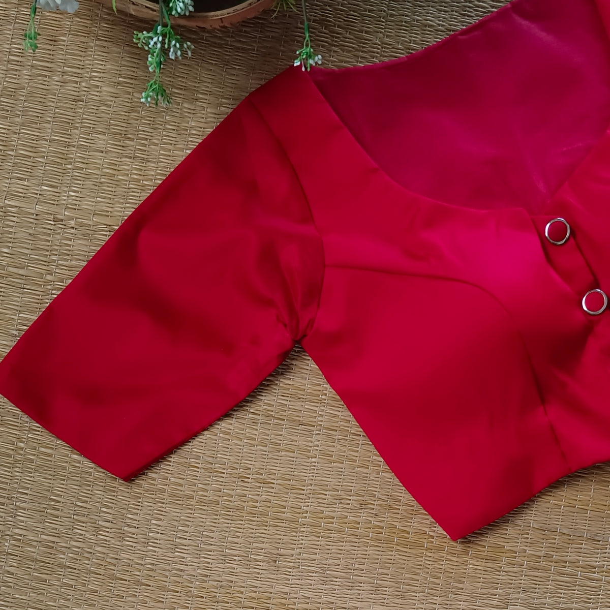 Red plain blouse with buttons