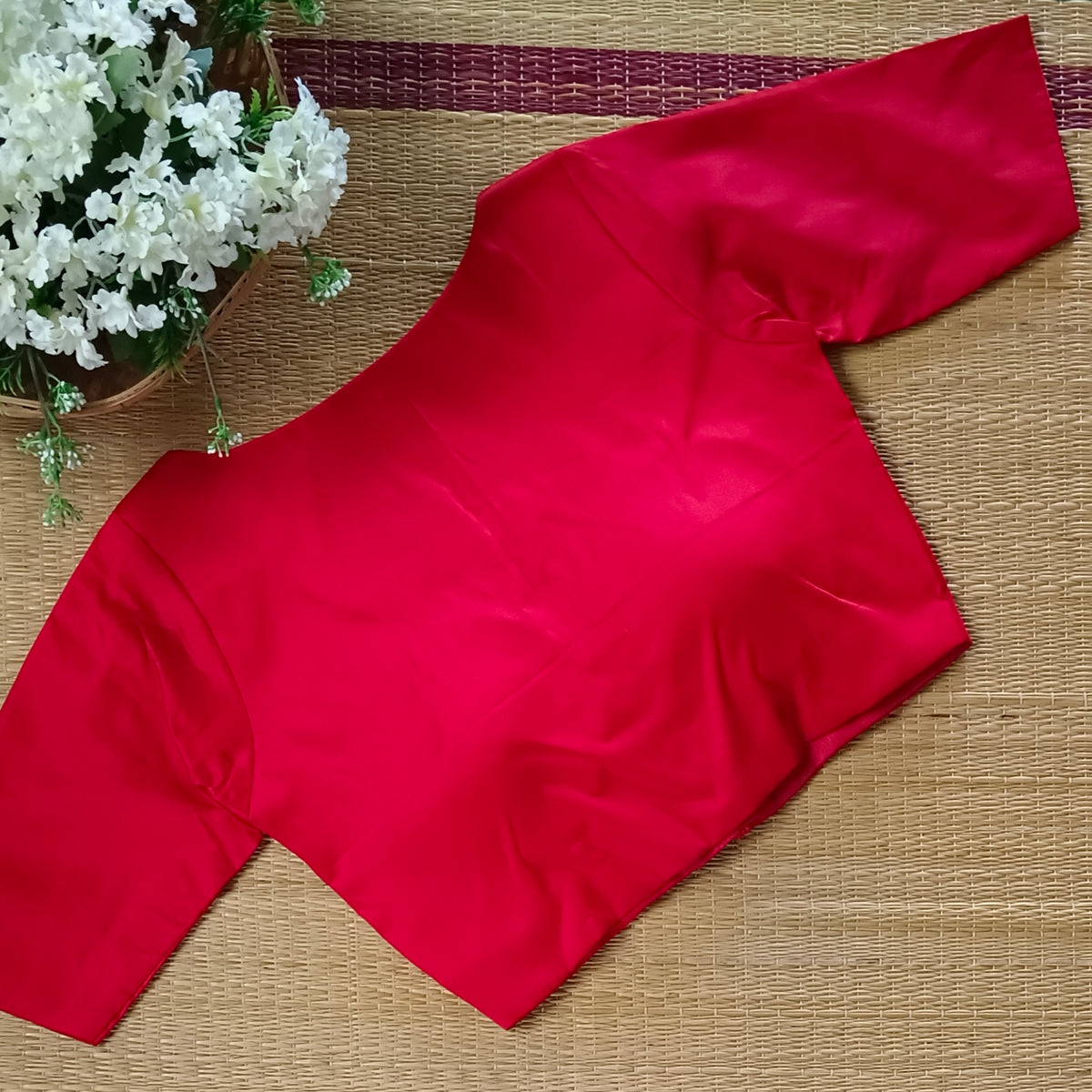 Red plain blouse with buttons