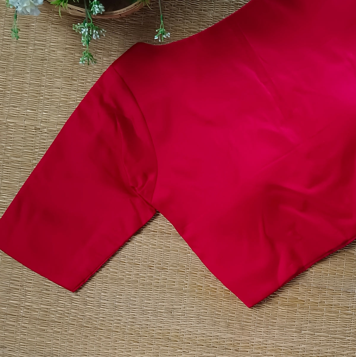 Red plain blouse with buttons