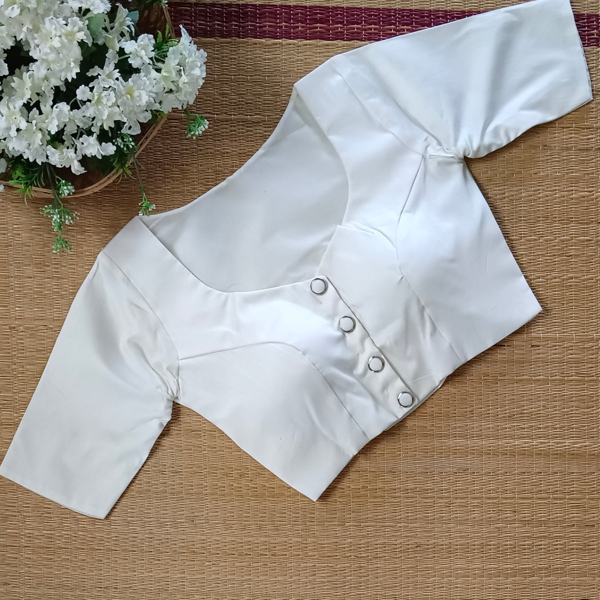 Off white plain blouse with buttons