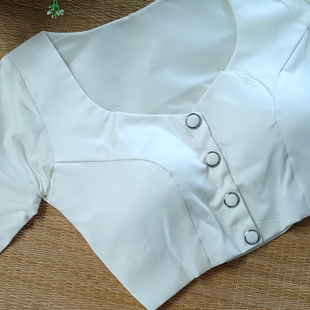 Off white plain blouse with buttons