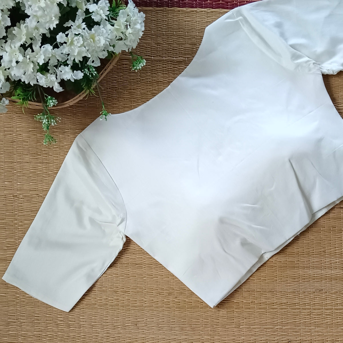 Off white plain blouse with buttons
