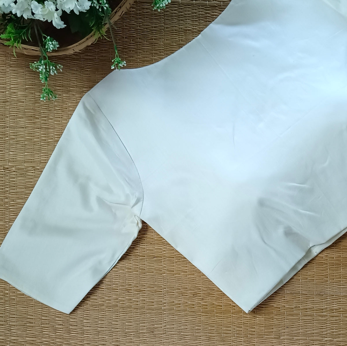 Off white plain blouse with buttons