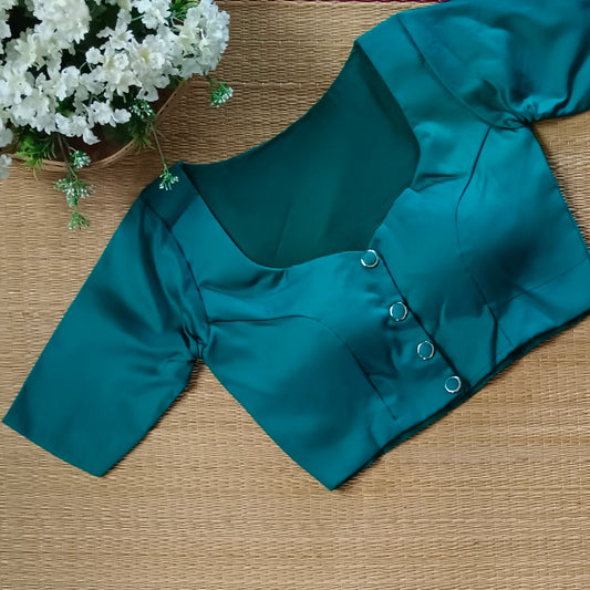 Rama Green plain blouse with buttons