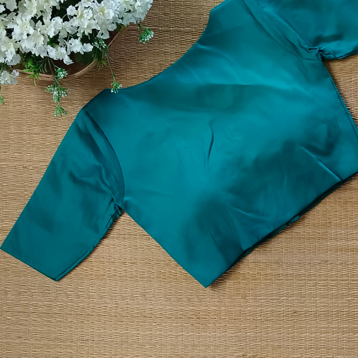 Rama Green plain blouse with buttons