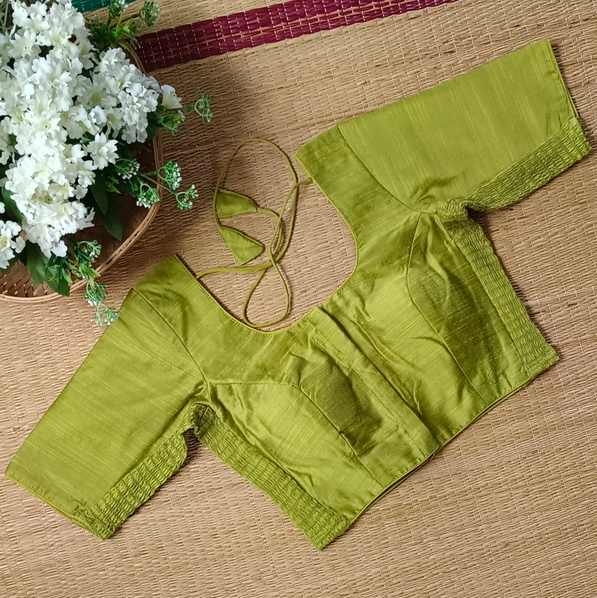 Classic light mehendi green plain flexi fit blouse