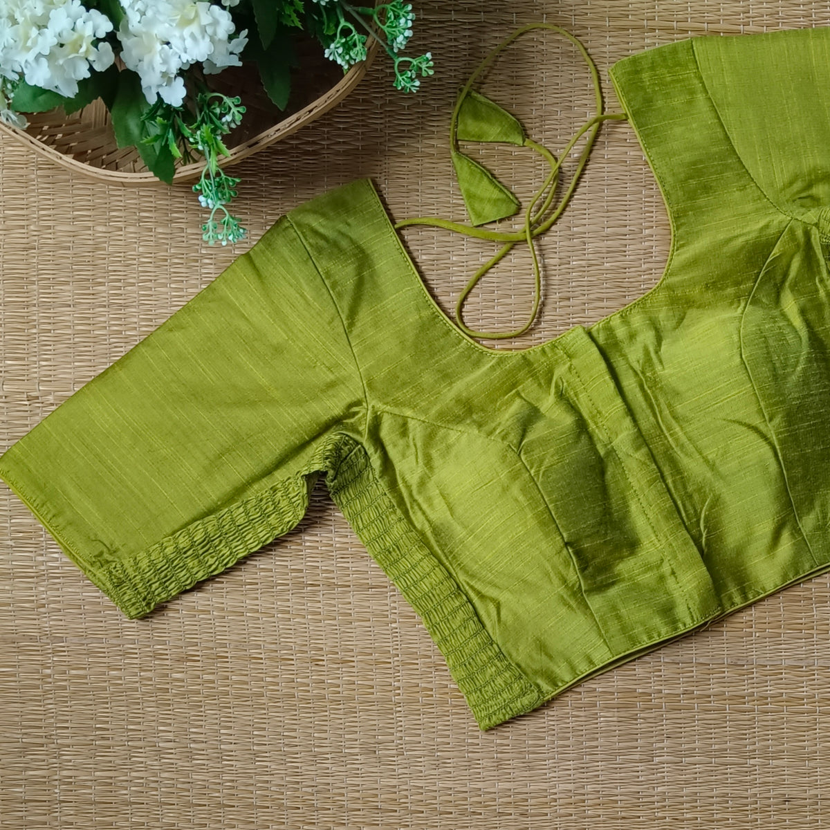 Classic light mehendi green plain flexi fit blouse